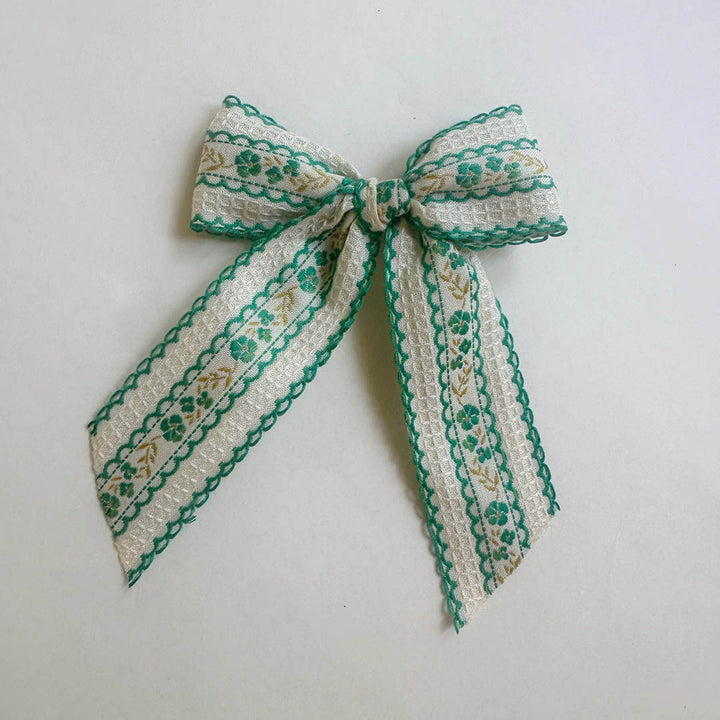 Sailor Bow - Green Scalloped Floral Clip