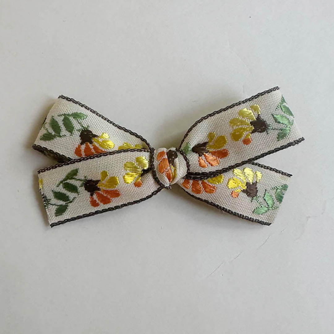 Small Bow - Yellow Orange Floral Vine Clip