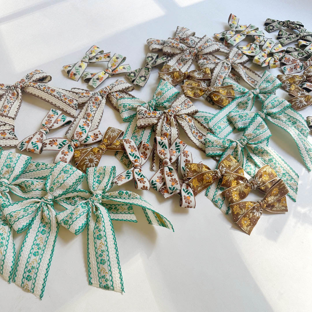 Small Bow - Brown Marigold Floral Clip