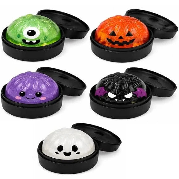 LIMIT 3 PCS: Spooky Halloween Glitter 4" Dumpling with Steamer- Glow in Dark Mystery Series