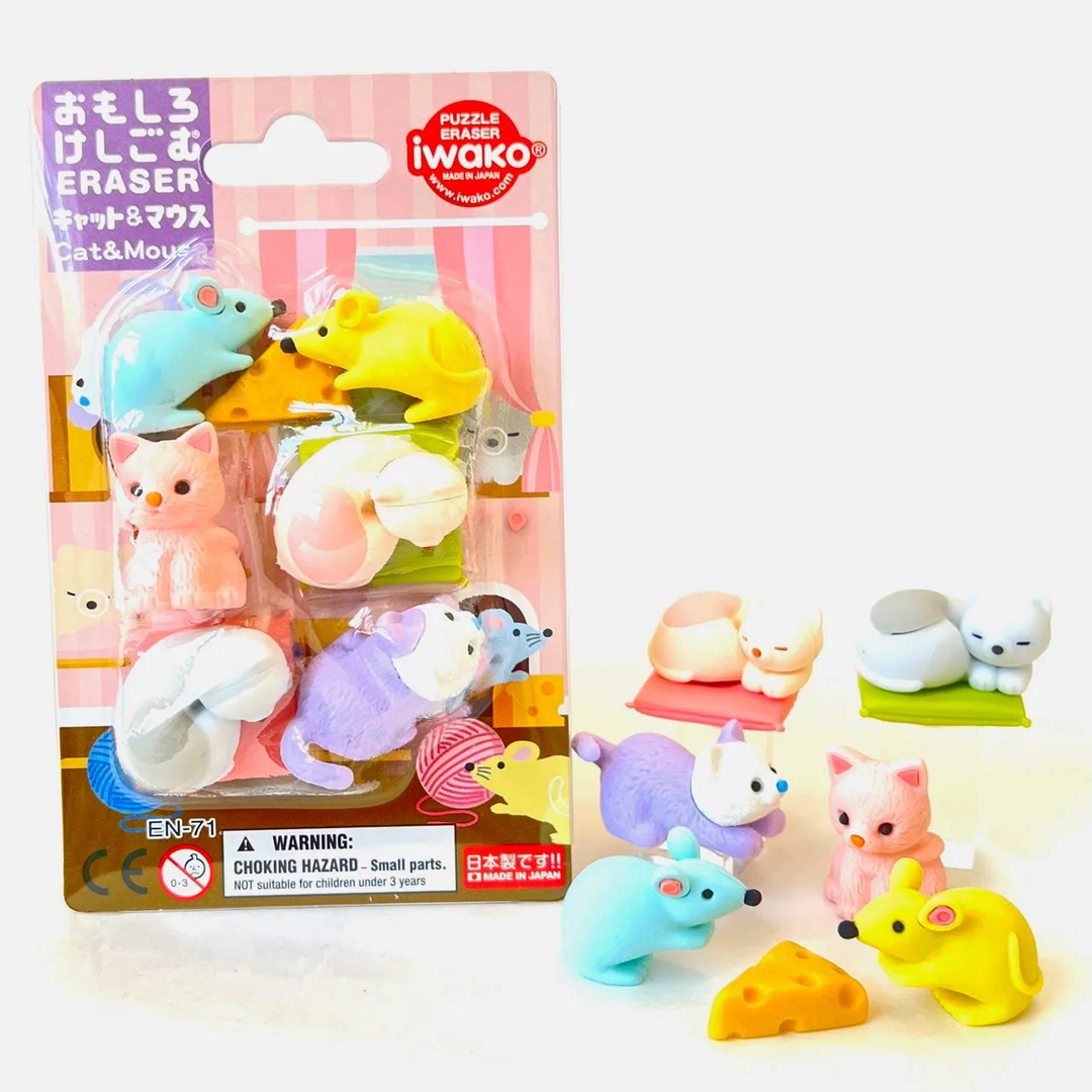 NEW Japanese Erasers- Cat and Mouse