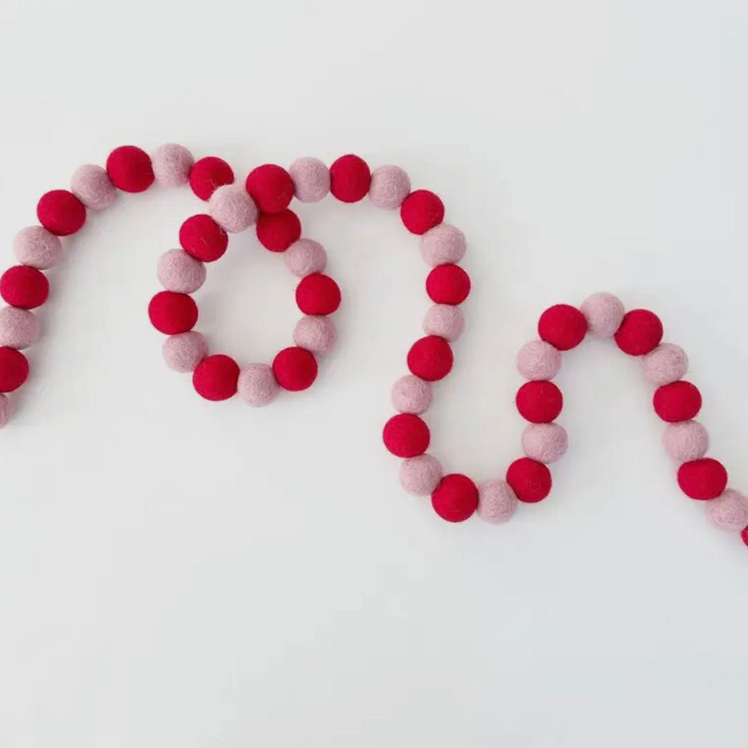 Garland - Red & Pink Felt Balls