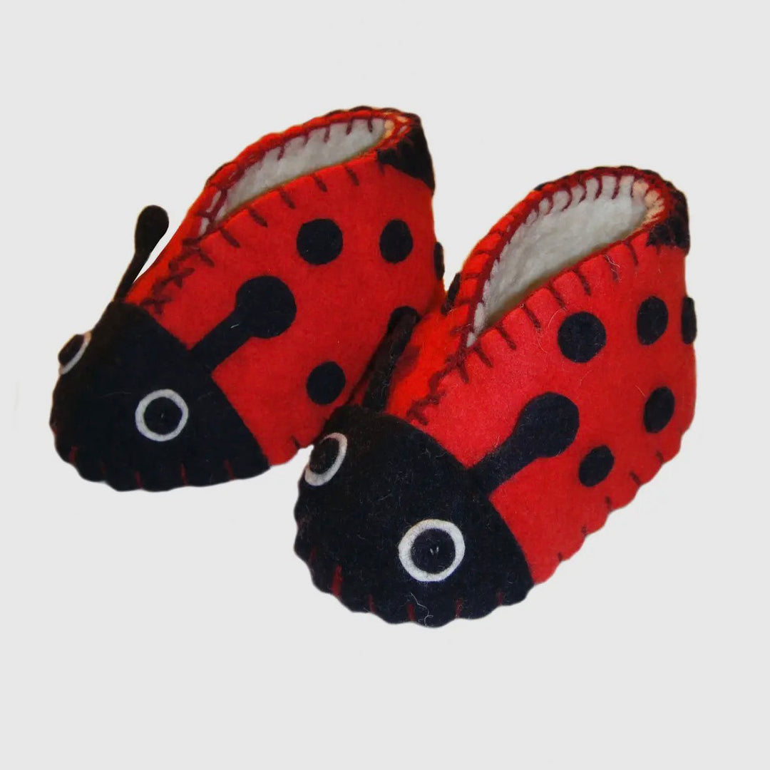 NEW Baby Wool Felt Booties- Ladybug