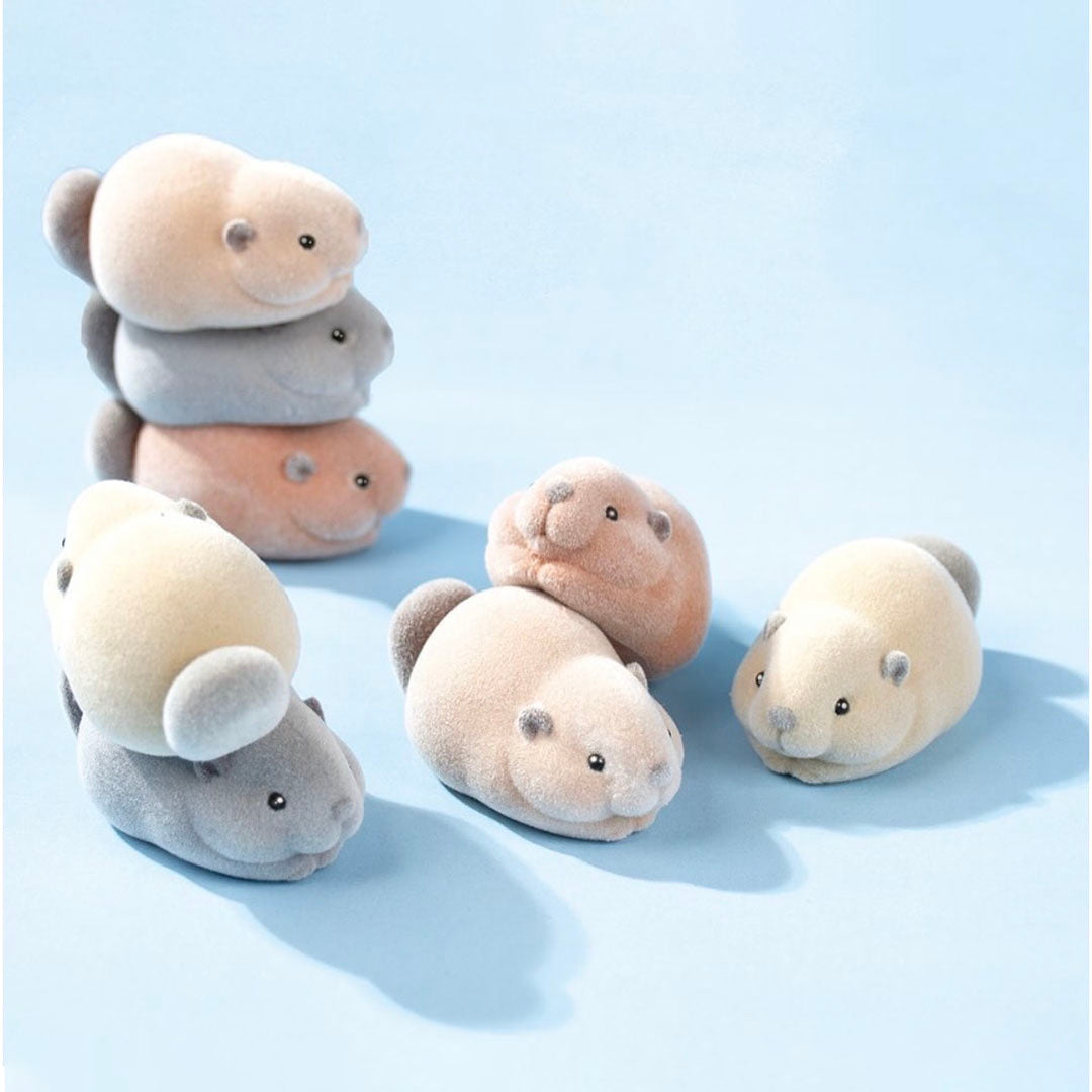 Japanese Flocked Beaver in Shell Figurine Capsule
