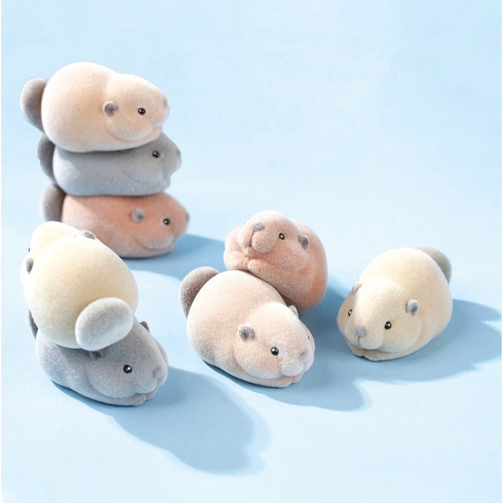 Japanese Flocked Beaver in Shell Figurine Capsule