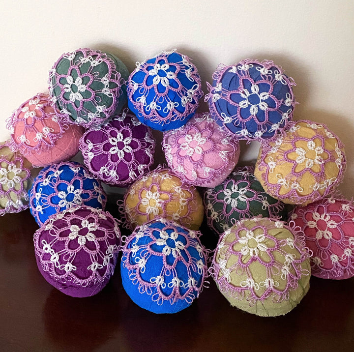 IN STOCK Easter Spring Handmade Surprise Balls - Doily Lace with Vintage Die Cut