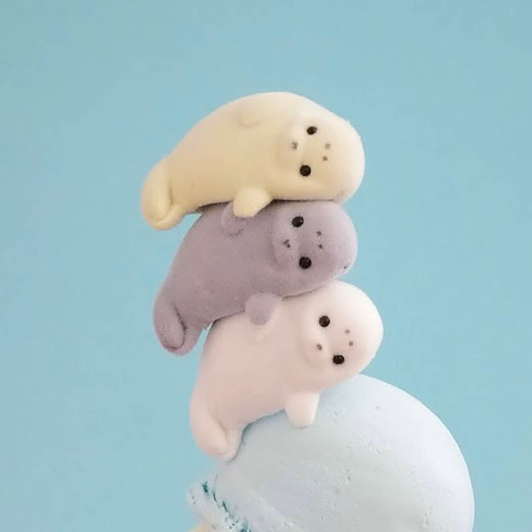 NEW Japanese Flocked Seal in Shell Figurine Capsule