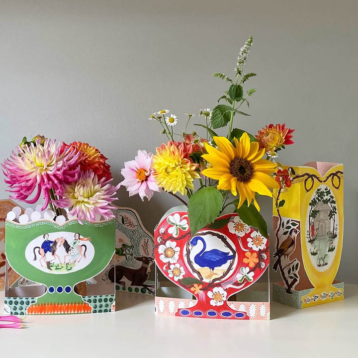 Swan and Thorn Vase Die-Cut Card