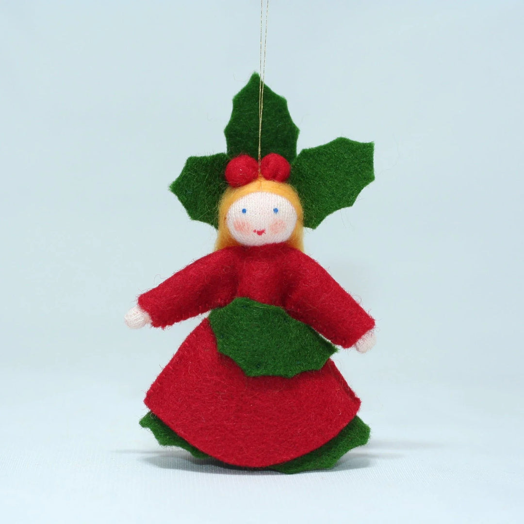 Wool Felt: Holly Girl Blonde Fairy Ornament