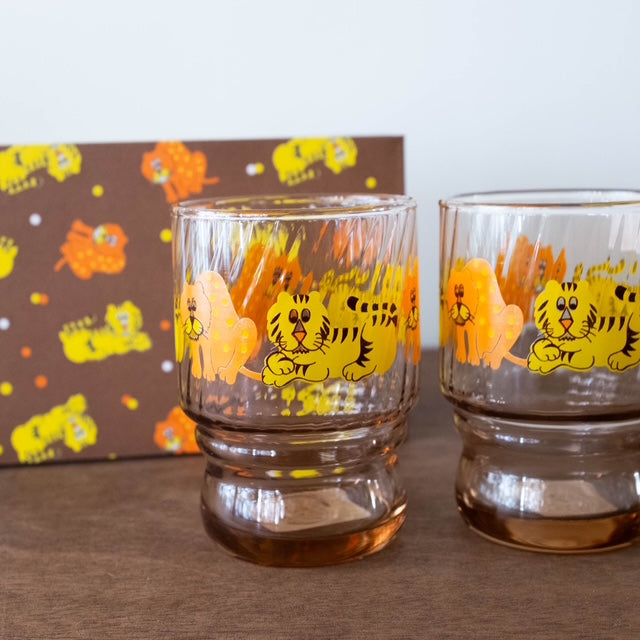 Retro Glass Tumbler Cup Set of 2 - Zoo Animals