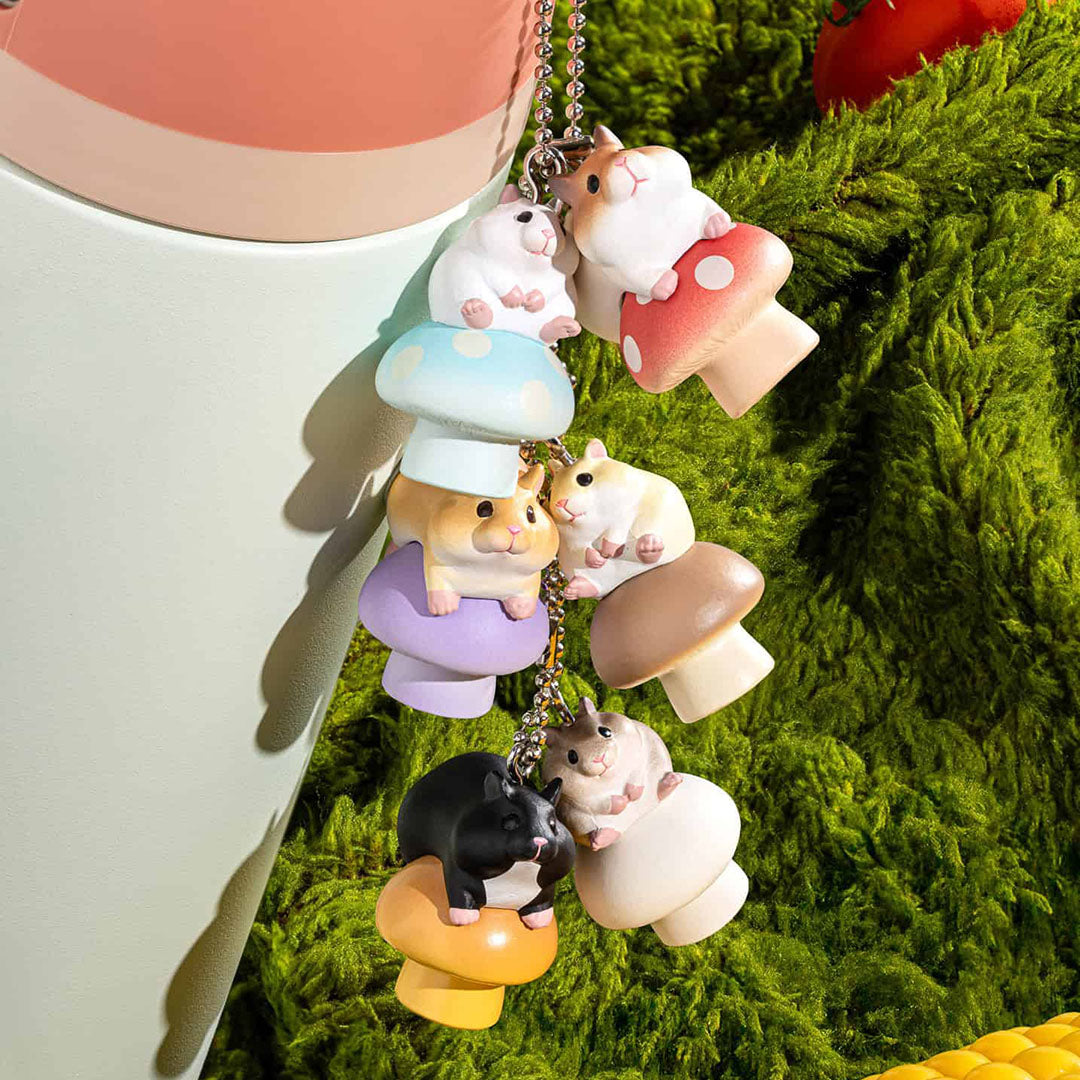 Japanese Blind Box: Hamster on Mushroom Keychain