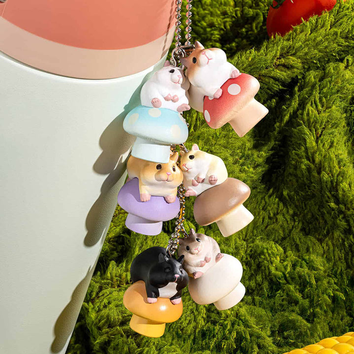 Japanese Blind Box: Hamster on Mushroom Keychain