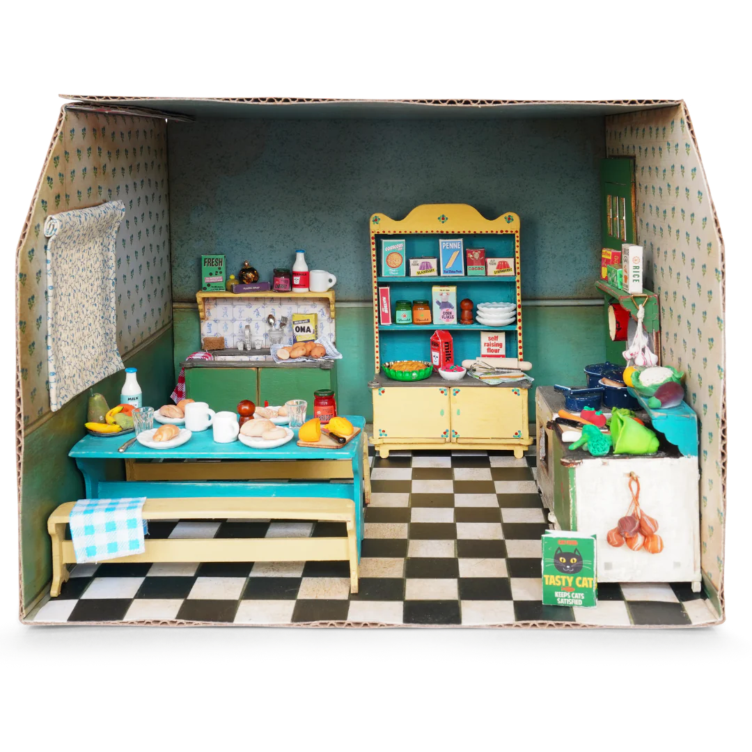 Mouse Mansion Playhouse DIY- Cardboard Room Kitchen