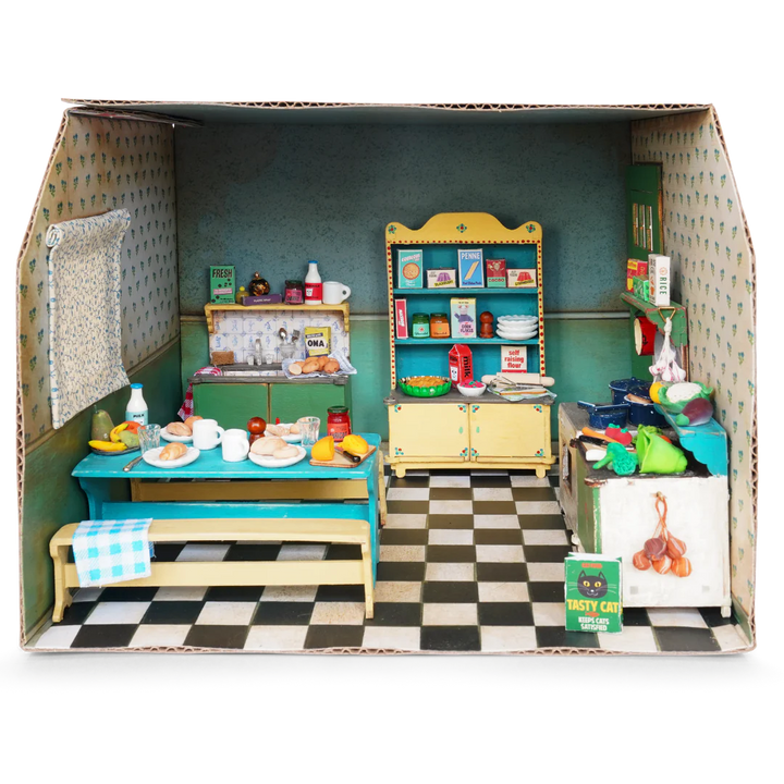 Mouse Mansion Playhouse DIY- Cardboard Room Kitchen