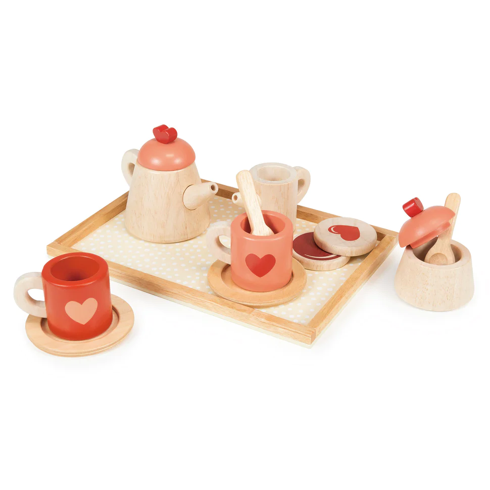 Wooden Tea Time Tray - Hearts