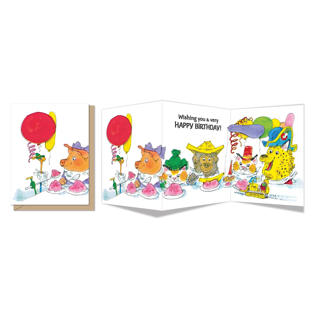 Richard Scarry Greeting Card- Lowly Caterpillar Birthday Tri- Fold