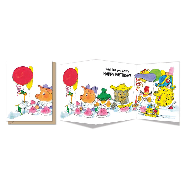 Richard Scarry Greeting Card- Lowly Caterpillar Birthday Tri- Fold