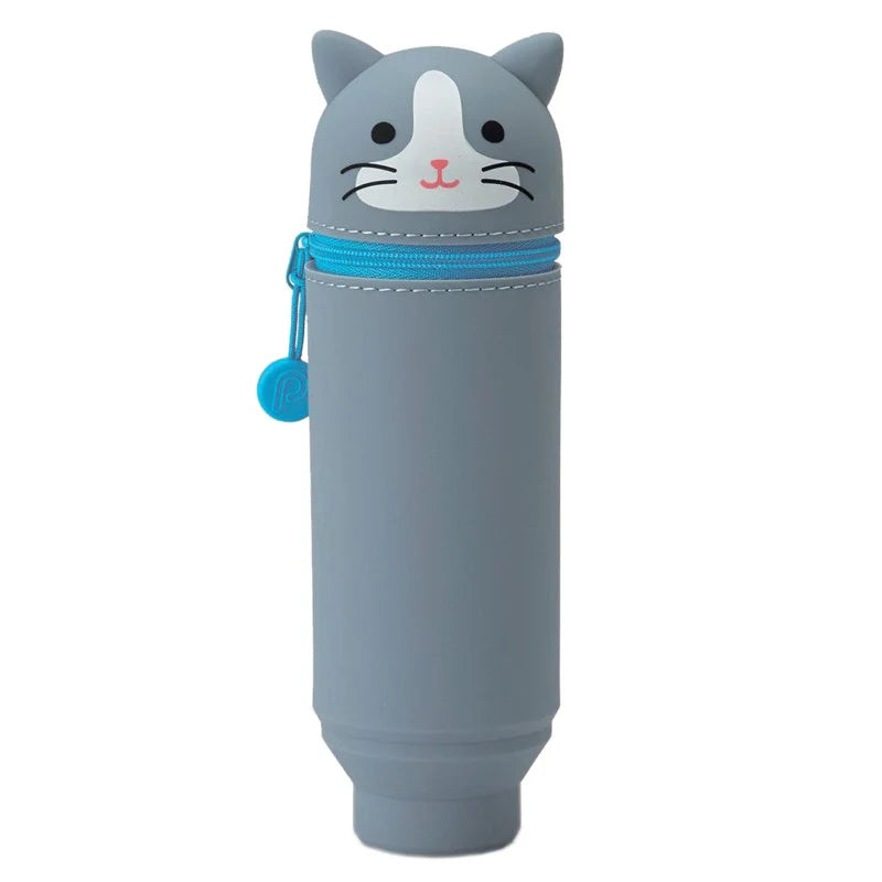 NEW Stand Up Japanese Pencil Case- Gray Cat
