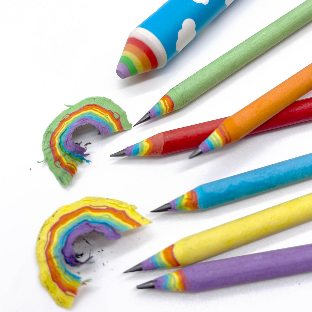 Recycled Rainbow Pencils & Eraser Set