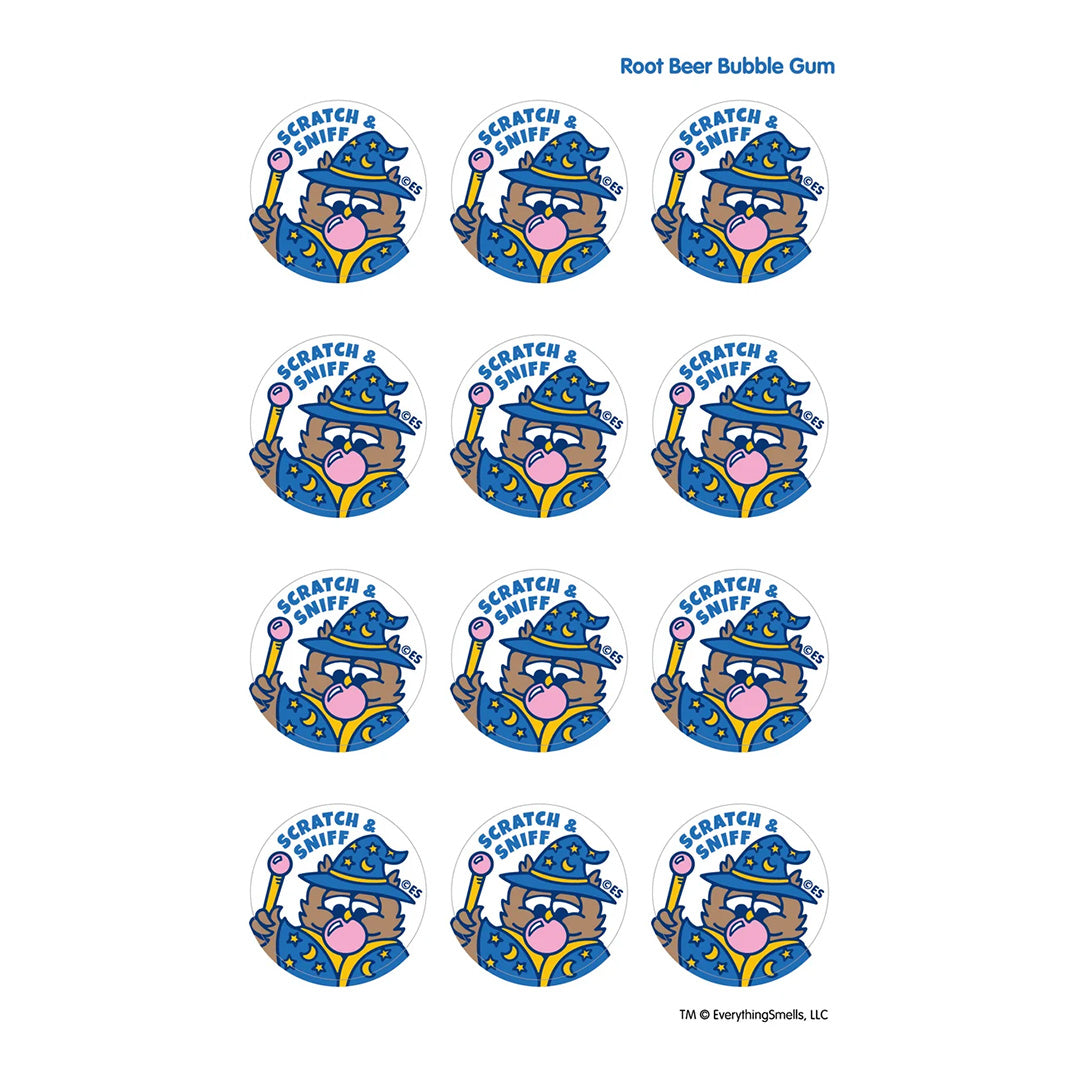 Root Beer Gum Owl Scratch & Sniff Stickers