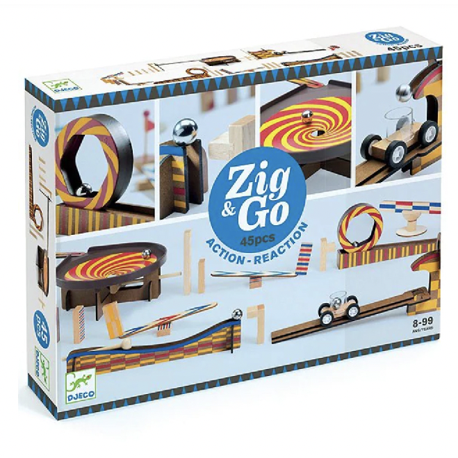 Zig Zag and Go Car Chain Reaction Construction Set - 45 pc