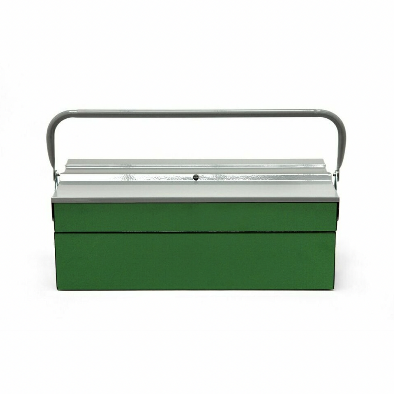 Italian Metal Storage Boxes- Medium Green with Light Grey