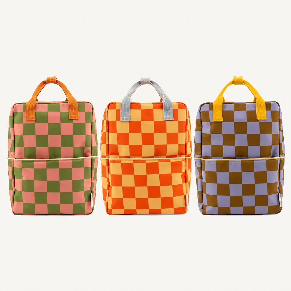 Large Backpack Bag - Special Edition Checkered Peach