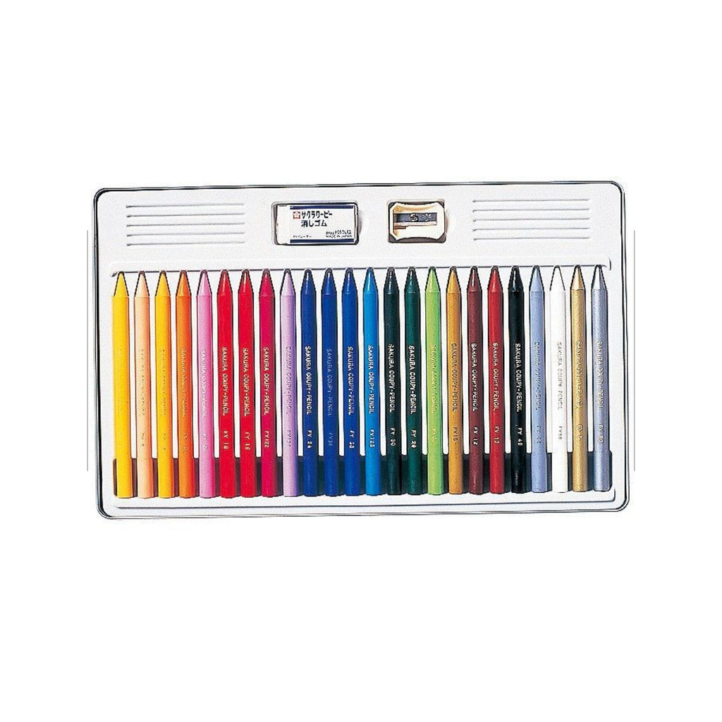 Japanese Colored Pencil Set with Sharpener- Tin Case 24 pcs