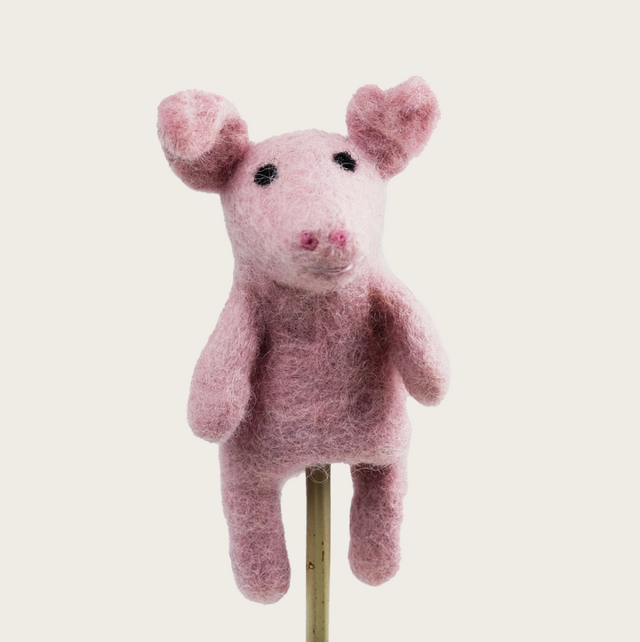 NEW Wool Felt Finger Puppet- Pig