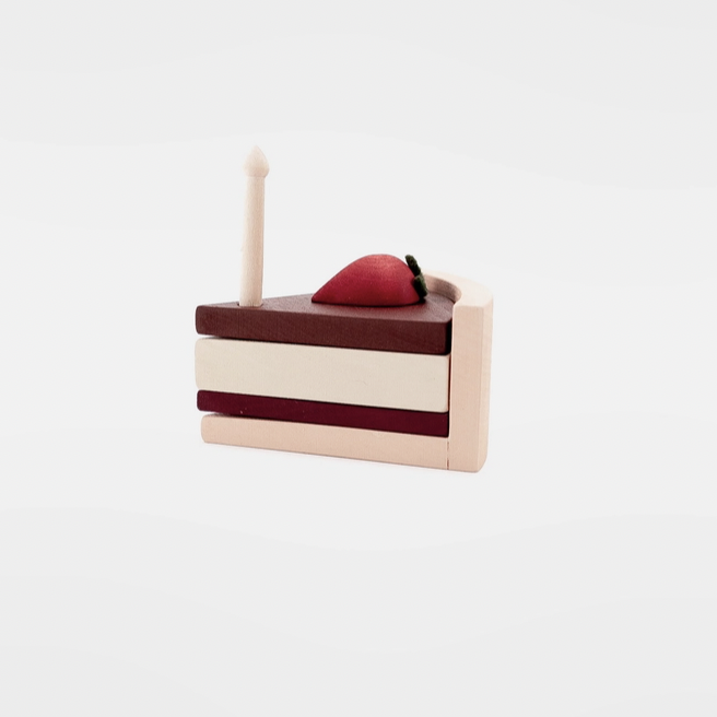 NEW Play Food Set- Slice of Chocolate Strawberry Cake