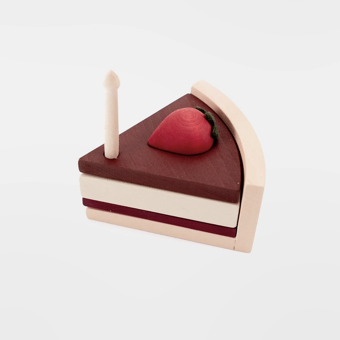 NEW Play Food Set- Slice of Chocolate Strawberry Cake