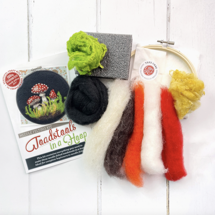 Toadstools in A Hoop Needle Felting Craft Kit