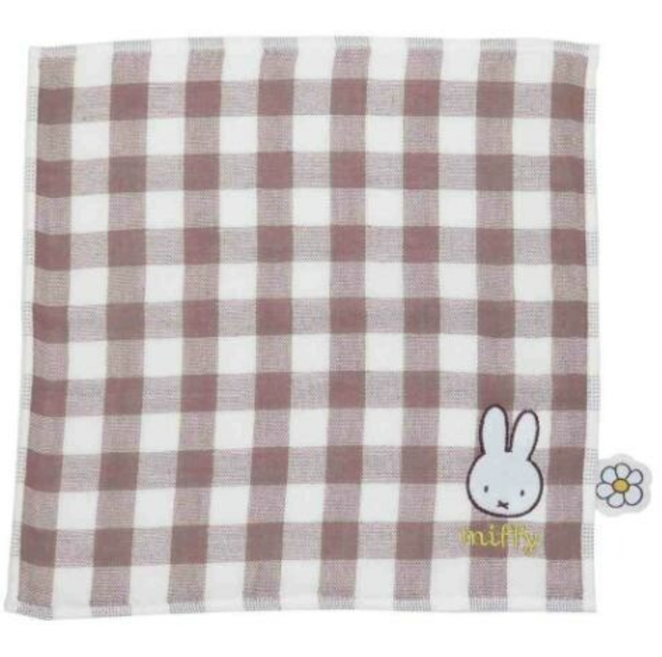 Miffy Hand Towel- Taupe Gingham