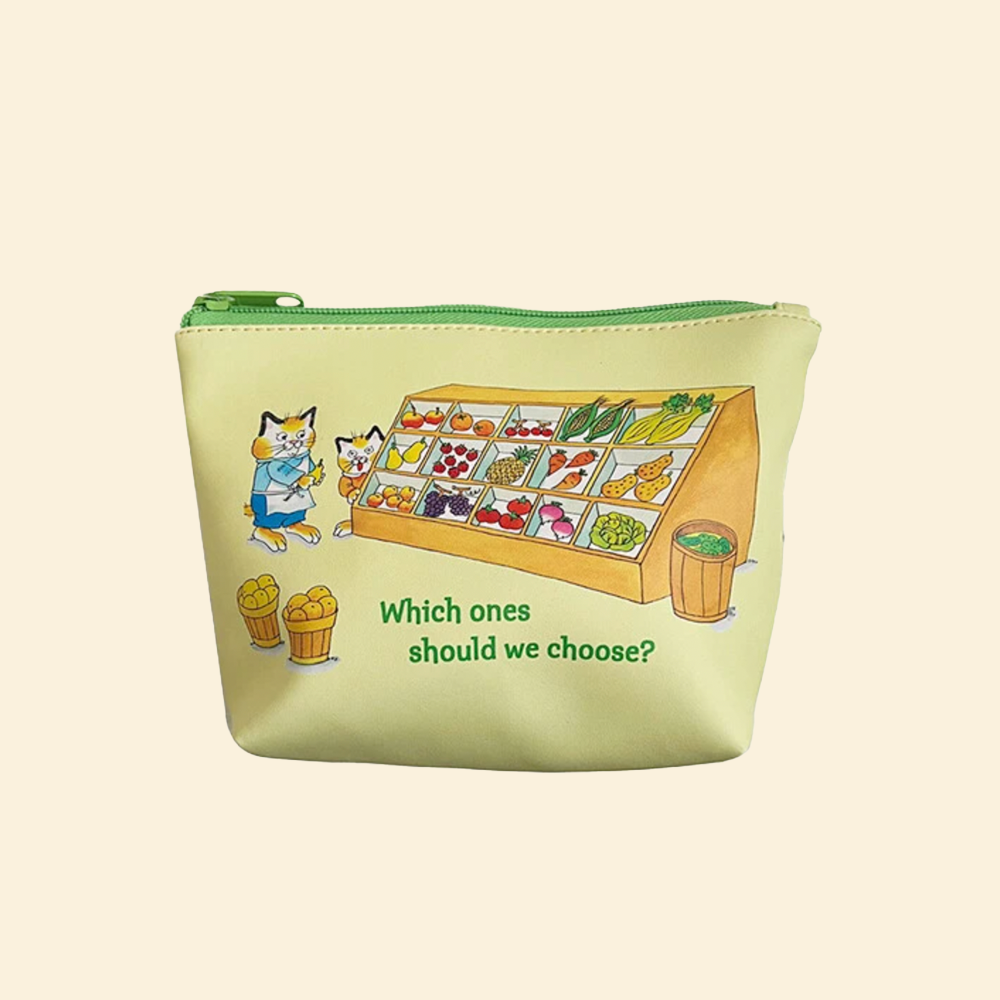 Double Sided Richard Scarry Medium Zip Top Pouch Bag- Supermarket