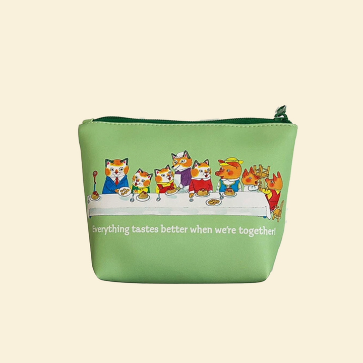 Double Sided Richard Scarry Medium Zip Top Pouch Bag- Picnic