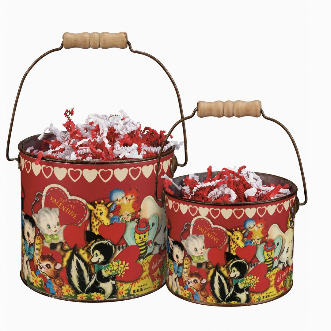 Retro My Valentine Metal Bucket - Medium or Large