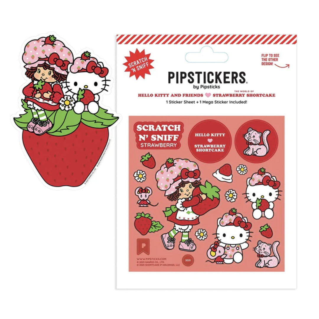 Strawberry Fields Scratch 'n Sniff Stickers (2ct) - Hello Kitty and Friends x Strawberry Shortcake