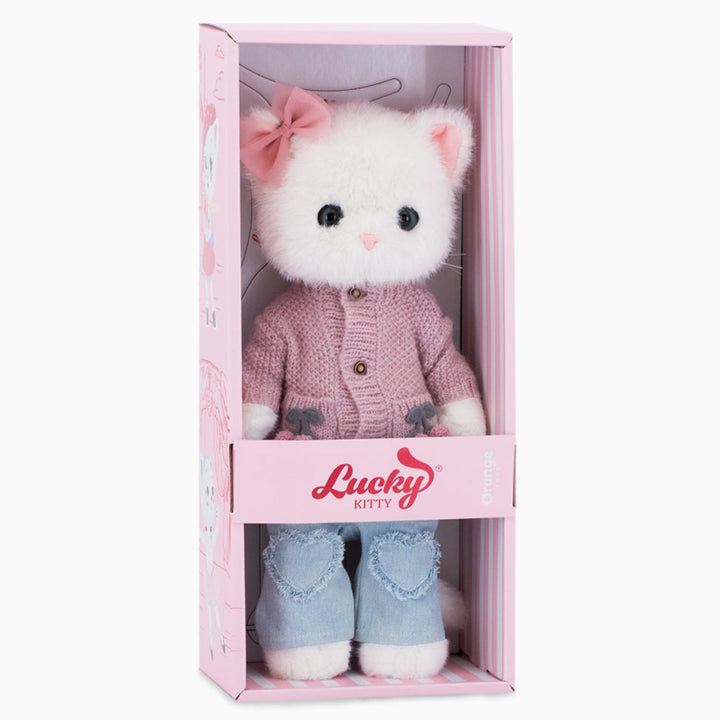 Lucky Kitty Sophie Plush Doll: Knitted Cherries