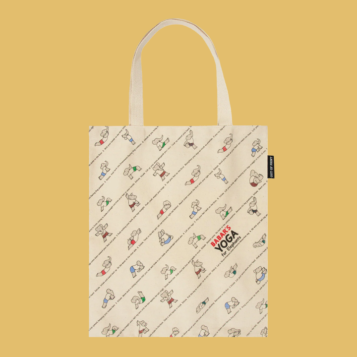 NEW Double Sided Canvas Tote Bags- Babar's Yoga for Elephants