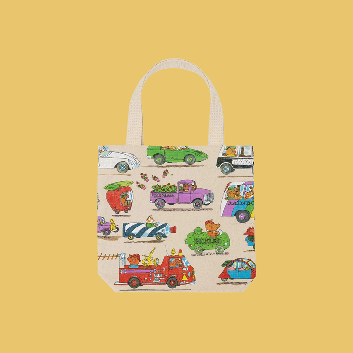 NEW Double Sided Canvas Tote Bags- Richard Scarry Cars and Trucks that Go MINI KIDS SIZE