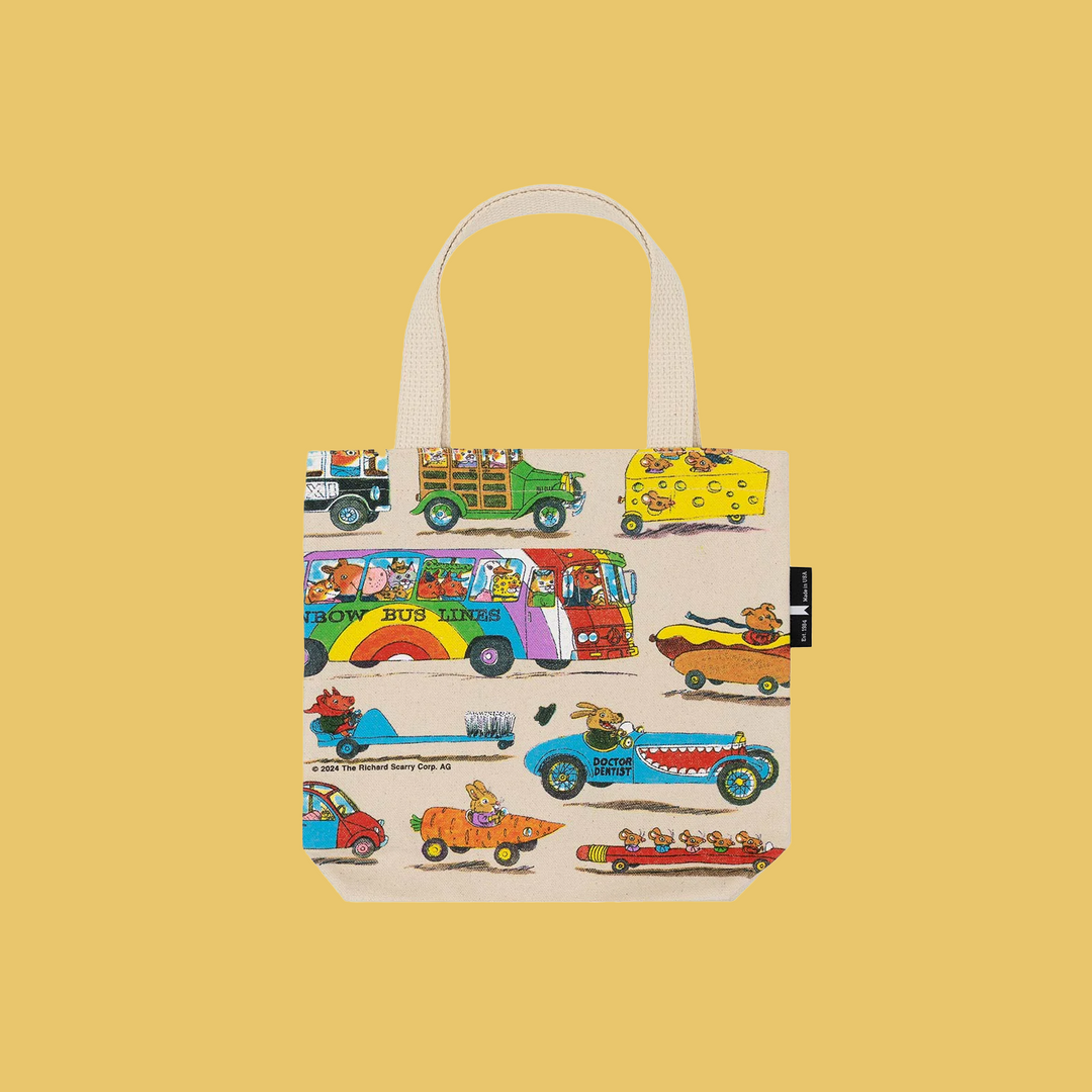 NEW Double Sided Canvas Tote Bags- Richard Scarry Cars and Trucks that Go MINI KIDS SIZE