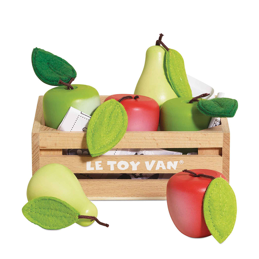 Wooden Pears and Apples Orchard Market Crate Set