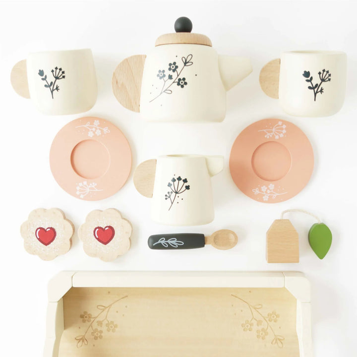 NEW Wooden Tea Set & Tray