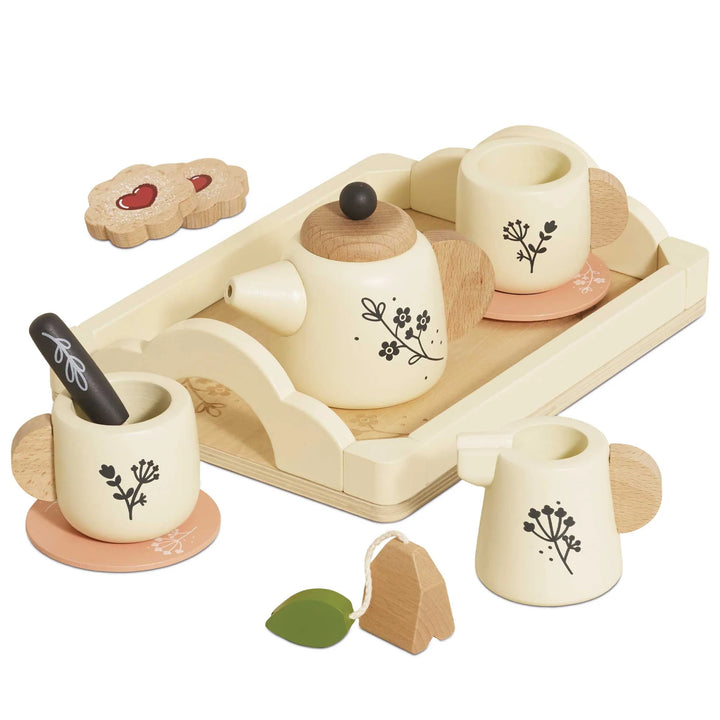 NEW Wooden Tea Set & Tray