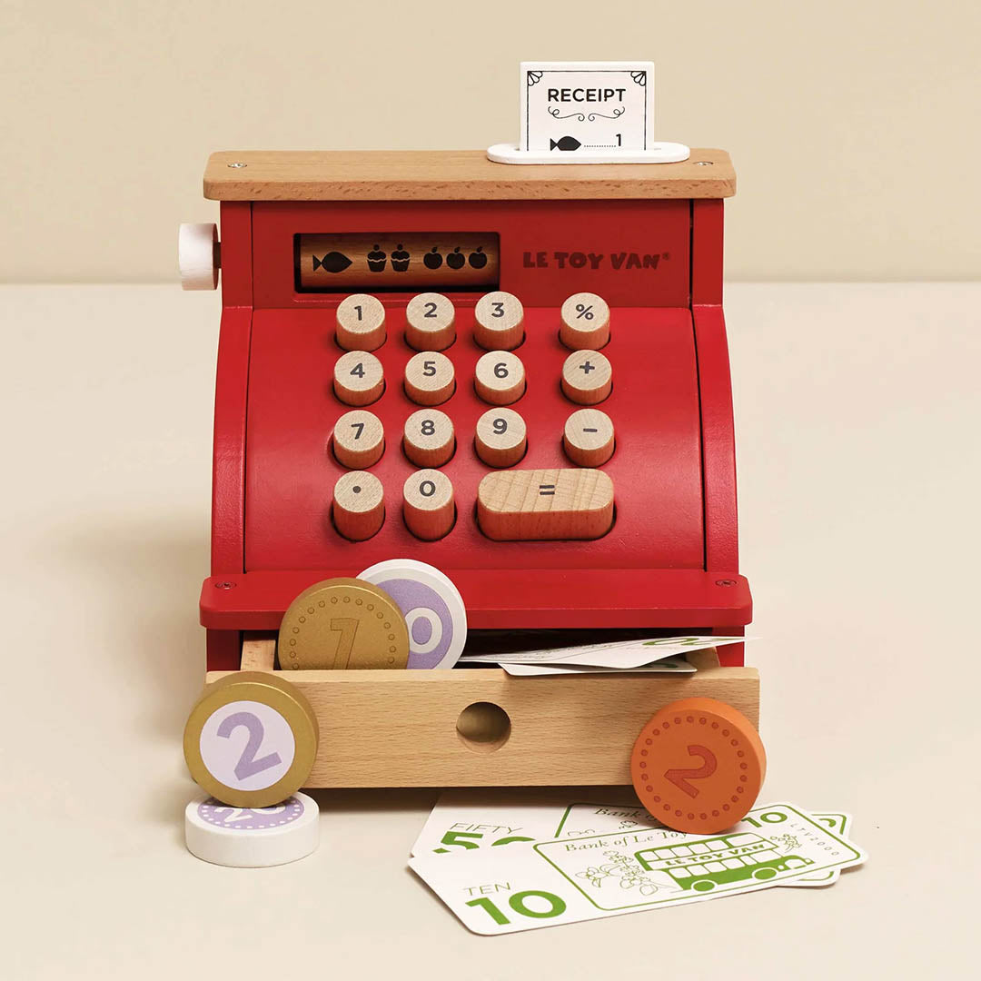 Wooden Shop Till - Cash Register & Money