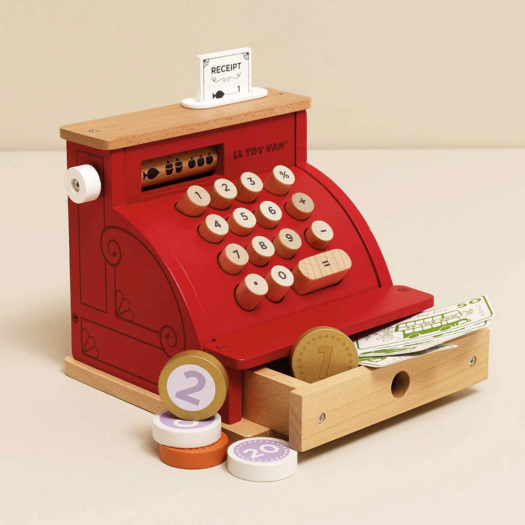 Wooden Shop Till - Cash Register & Money