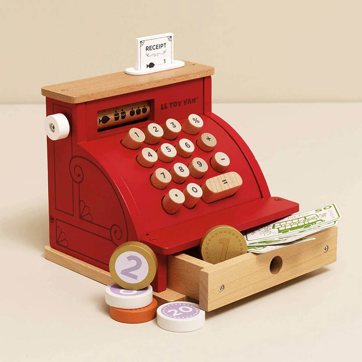 Wooden Shop Till - Cash Register & Money