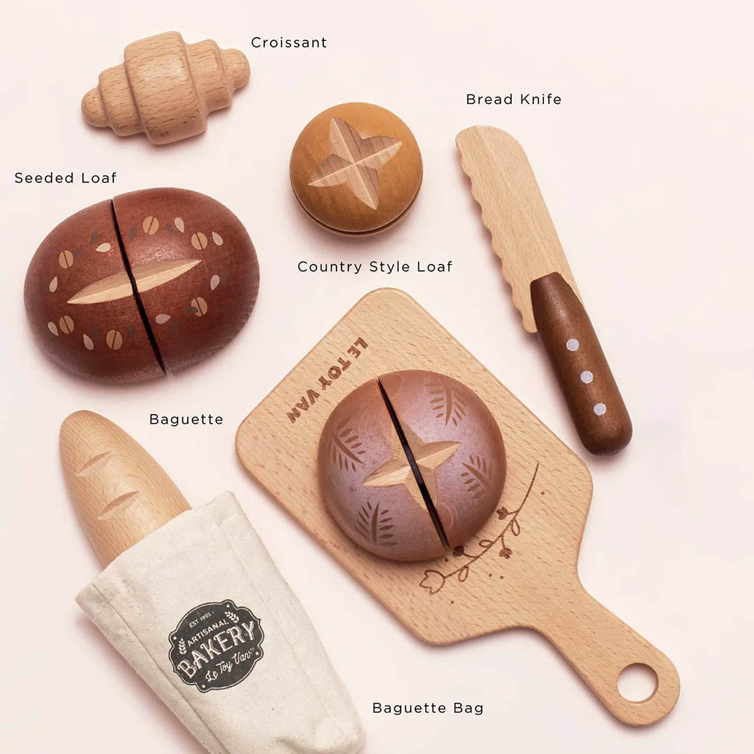 Wooden Artisan Bread and Knife Set