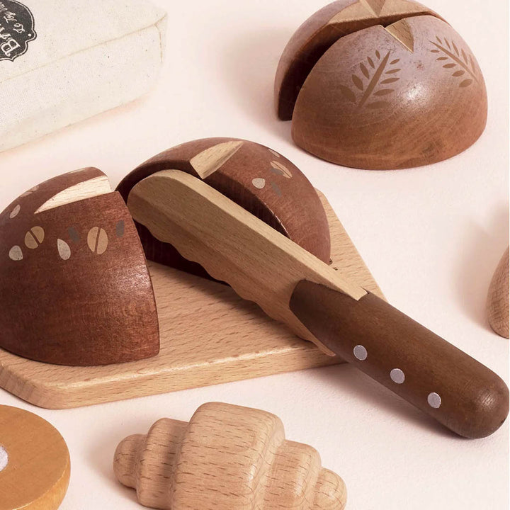 Wooden Artisan Bread and Knife Set