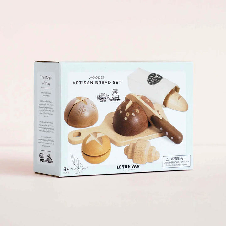 Wooden Artisan Bread and Knife Set